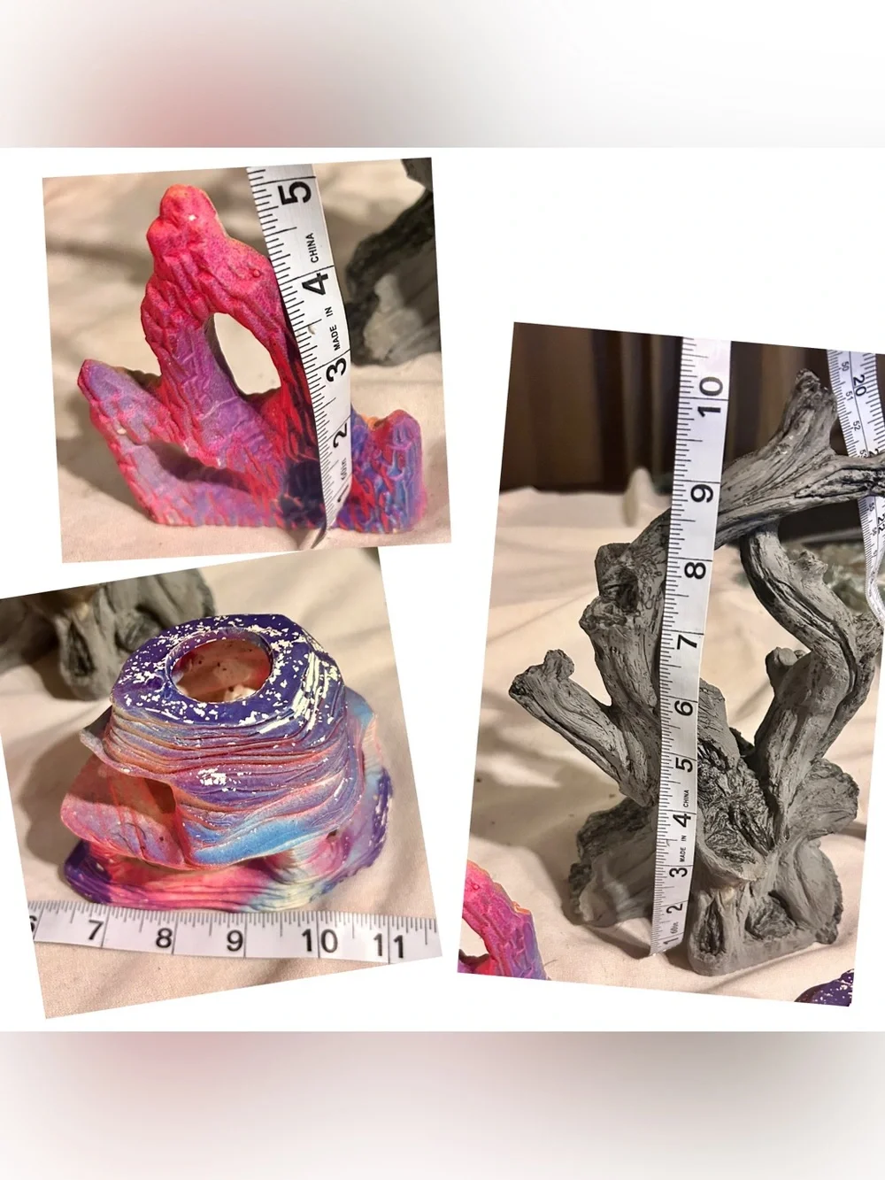 3 pc VINTAGE Gray Coral Reef Aquarium Ornament